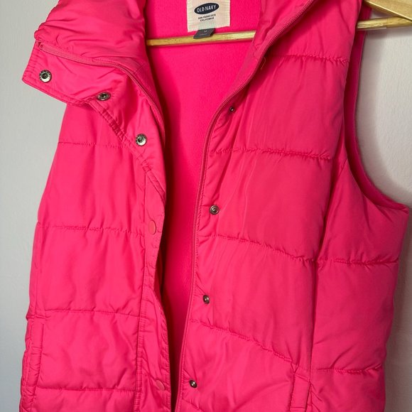 Old Navy | Snap Button Up | Fleece Lined | Quilted | Vest | Pink | Women's M/P - Picture 5 of 6
